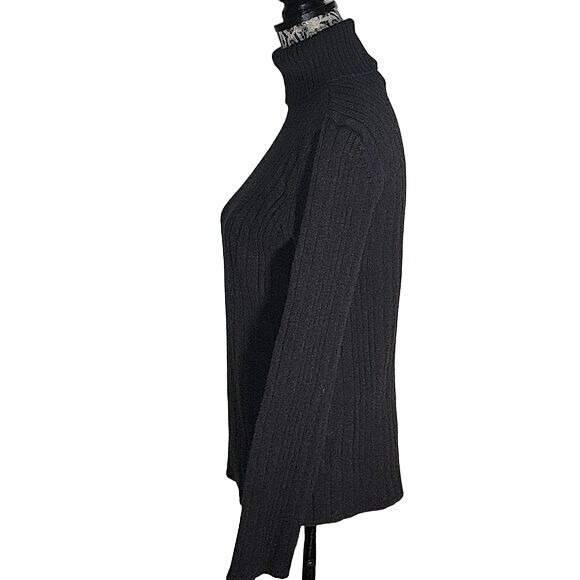 CALVIN KLEIN‎ Women's Ribbed Turtleneck S Grey Winter Warm Casual Academia - Picture 3 of 6